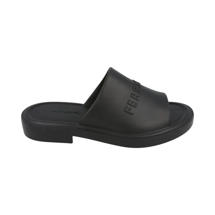Ferragamo Giuneva Logo Embossed Slides Black (021678-763217-M)