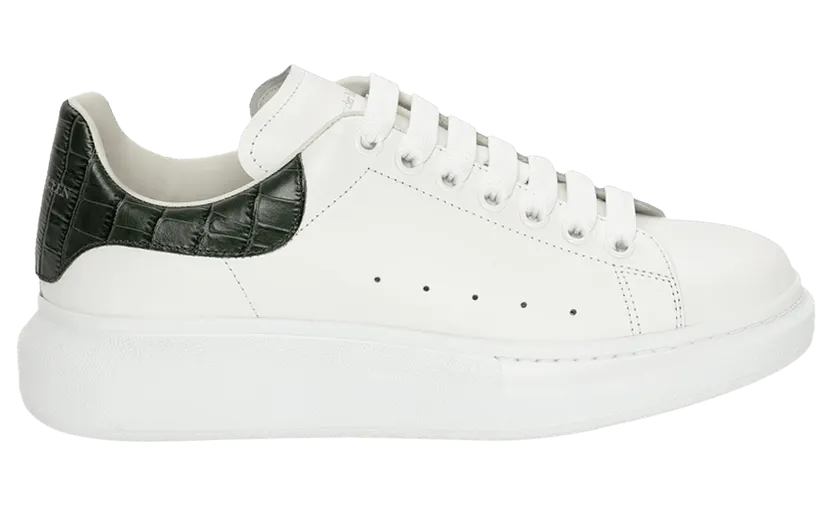 Alexander McQueen Oversized White Forest Green Embossed Croco (625162WIAFX9448)