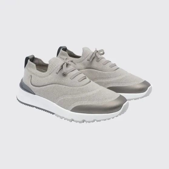 Brunello cucinelli Knit Low-Top Sneakers in Cotton Blend with Elasticated Ankle Beige (MZUAUFO340CEJ23)