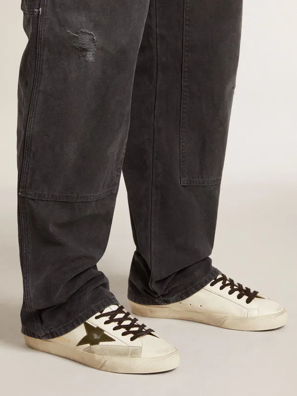 Golden Goose Super-Star In Nappa With Green Leather Star And Gray Leather Heel Tab (GMF00840.F006642.10974) (3)