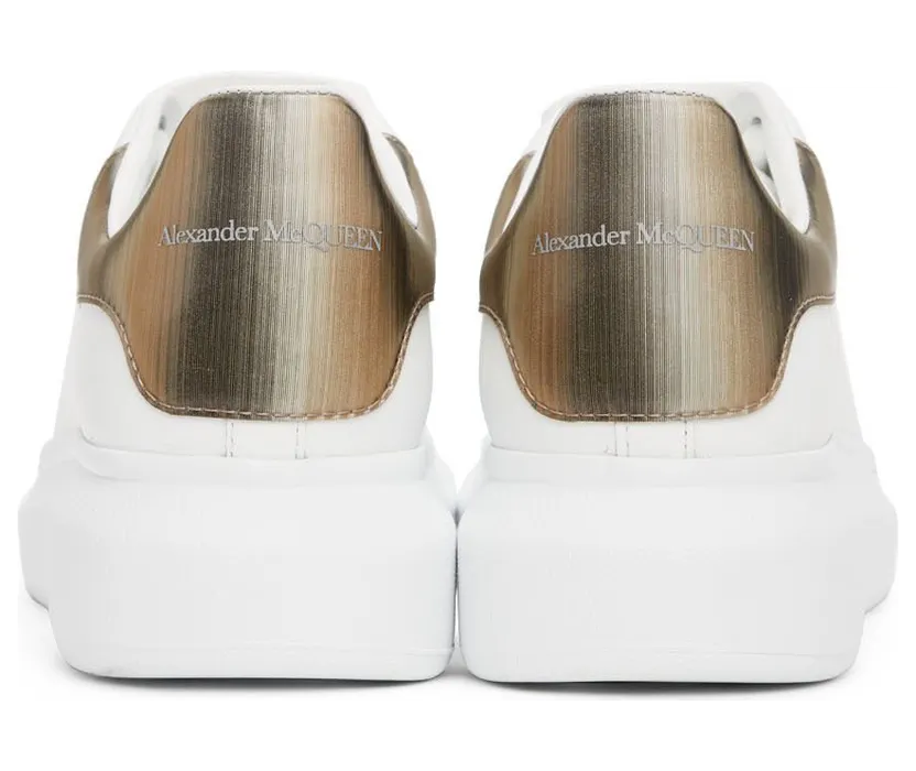 Alexander McQueen White & Gold Oversized Sneakers (586204WIBNR) (4)