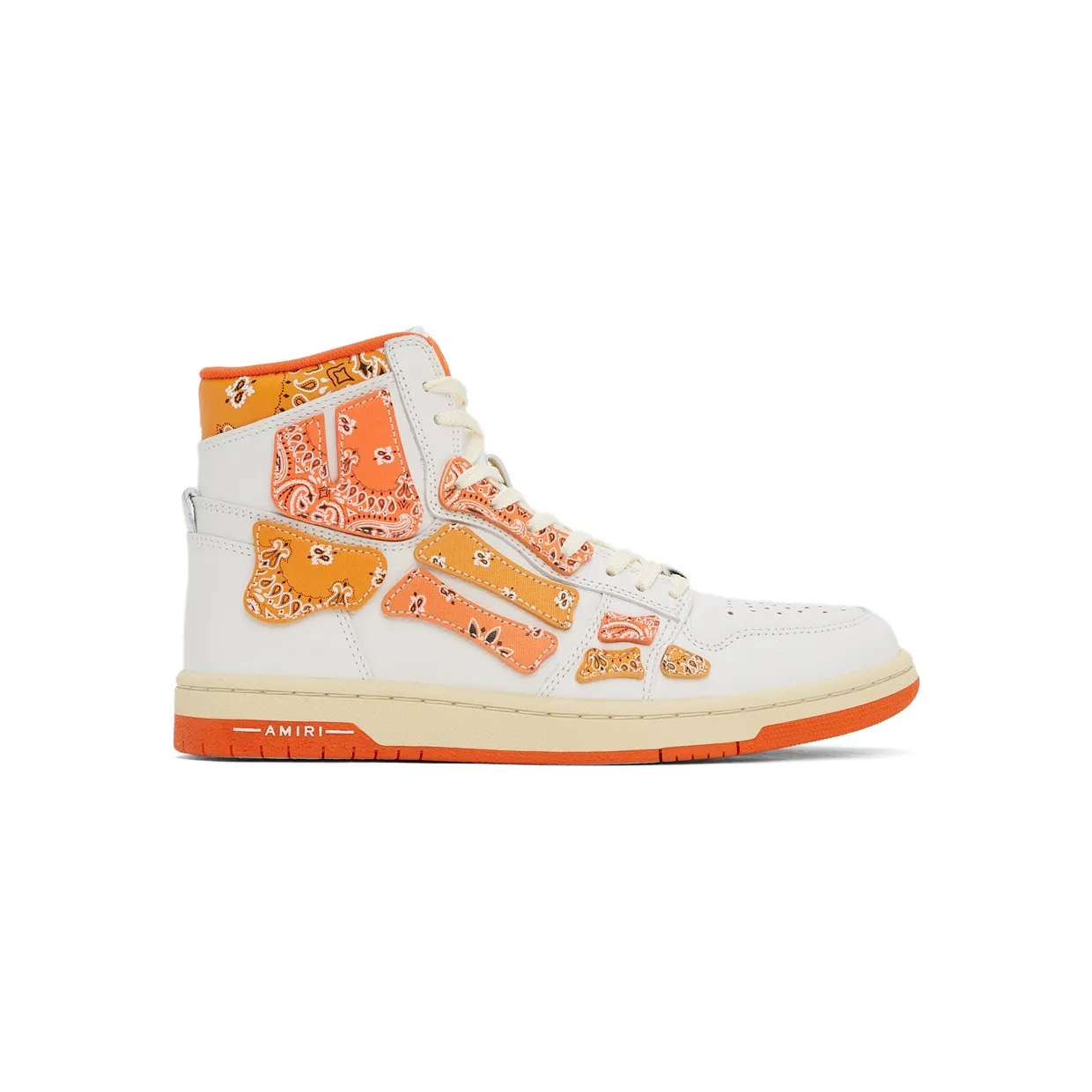 AMIRI White & Orange Skel Top Hi Bandana Sneakers (PS22MFS016-665)