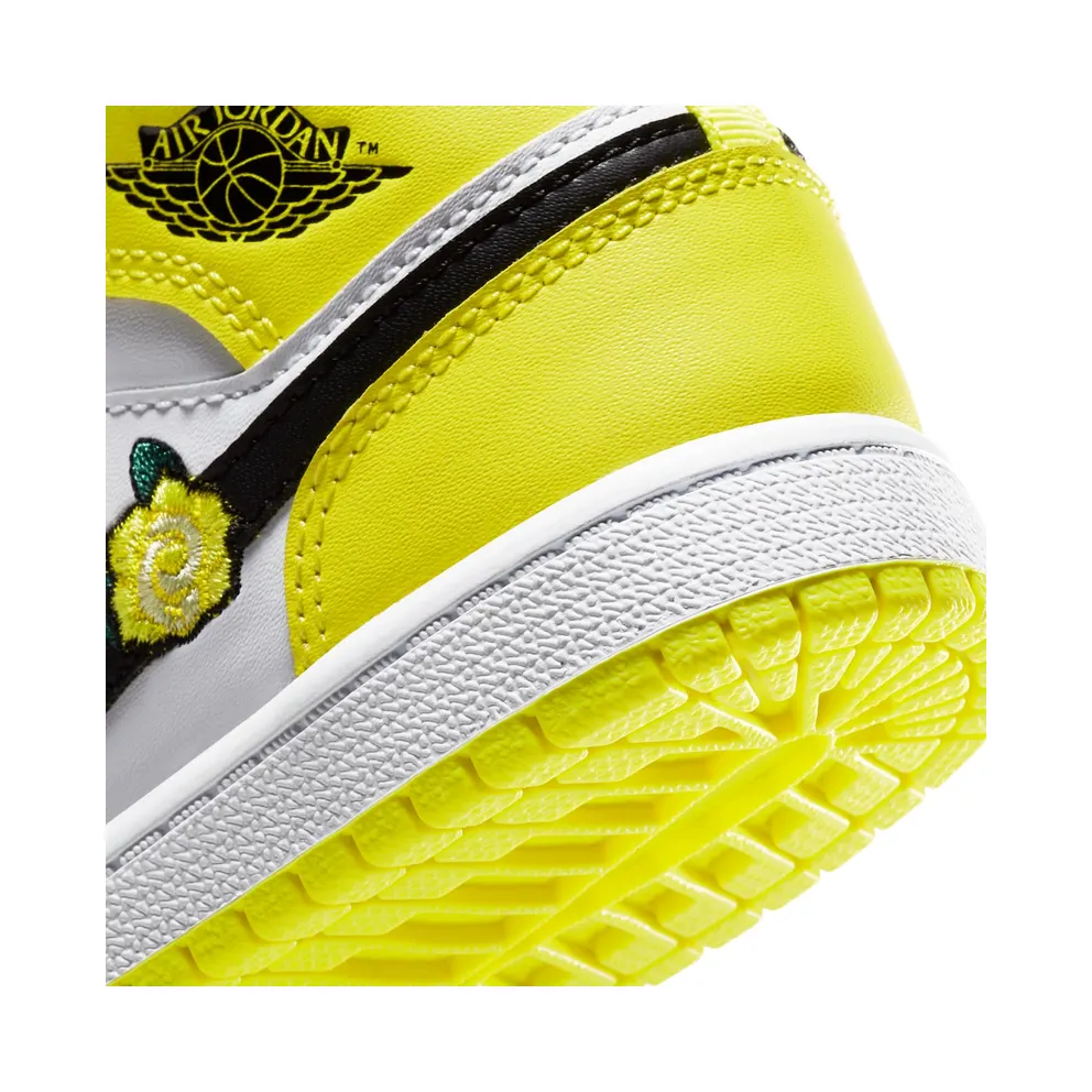 Jordan 1 Mid Dynamic Yellow Floral (PS) Dynamic Yellow/White-Black (AV5173-700)