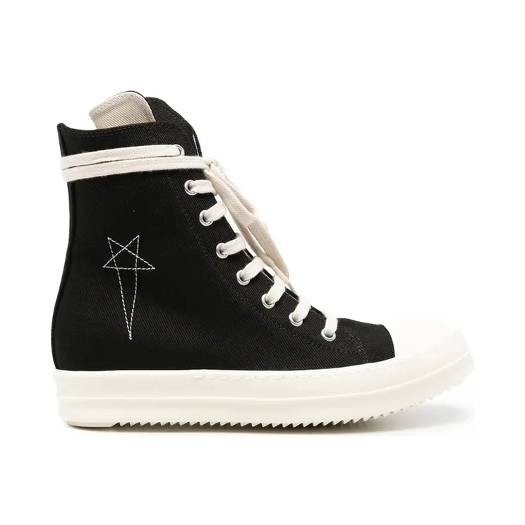 Rick Owens Drkshdw Embroidered-star High-top “Black” (DS02F6800 DOEM8 9811)
