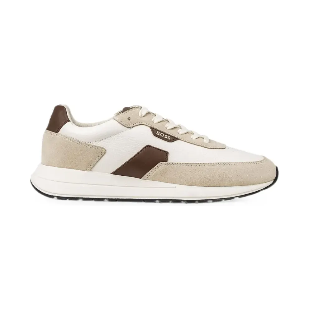 BOSS Leren with vlakken – Beige (50568951)