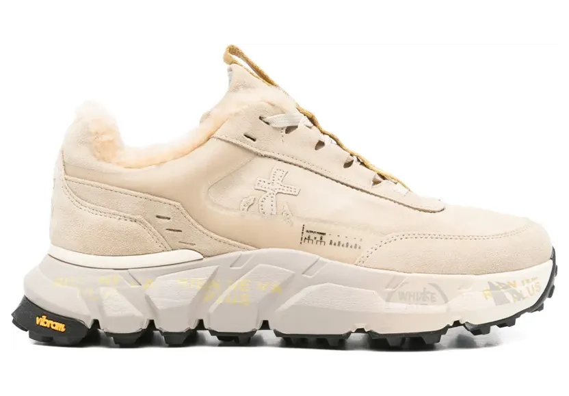 Premiata Sneakers met afwerking van bont – Beige (DEVINDVAR446M)