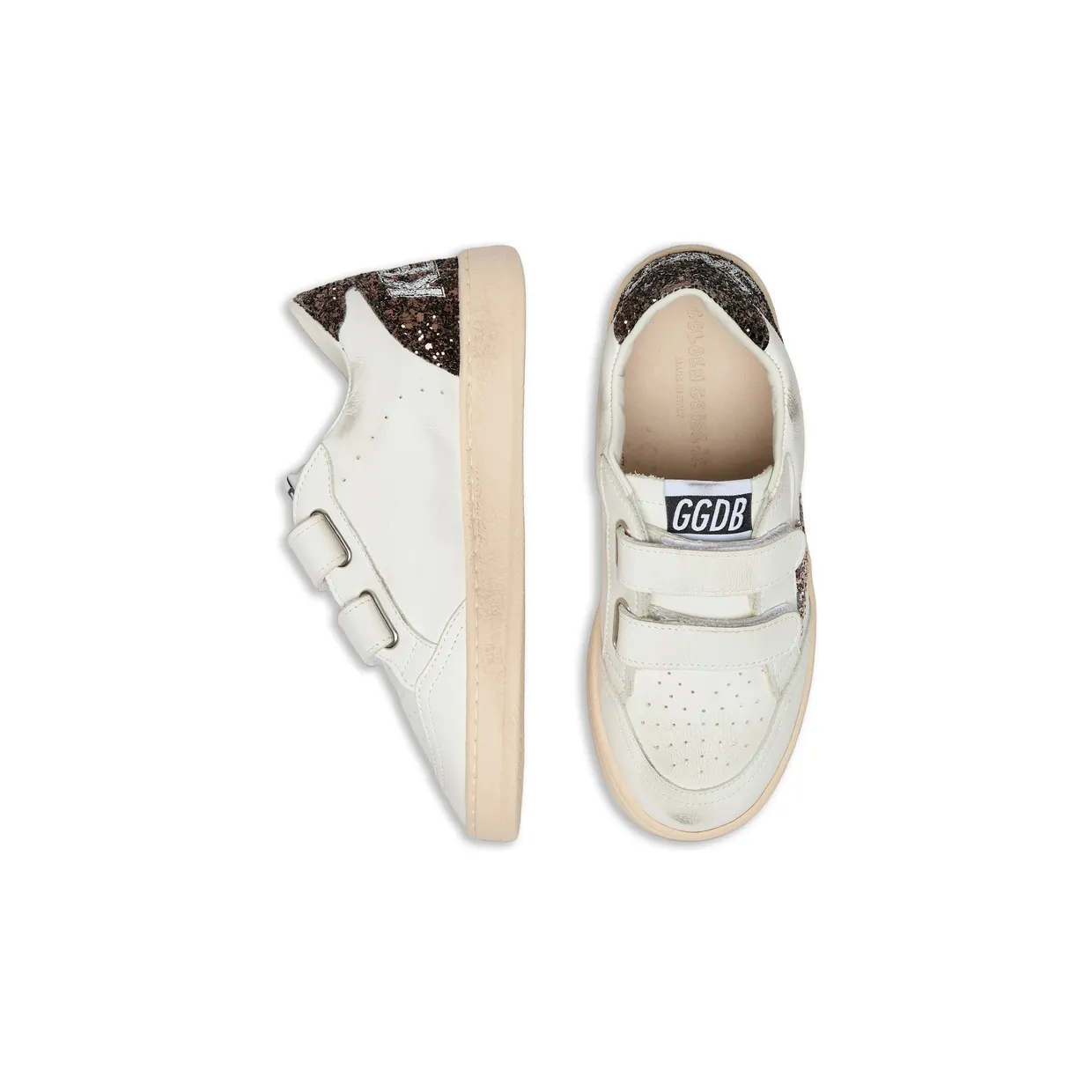 Golden Goose Ball Star Strap Leather Upper Toe and Strap Glitter Star Heel and Spur “White” (GJF00501 F008649 12509) (4)