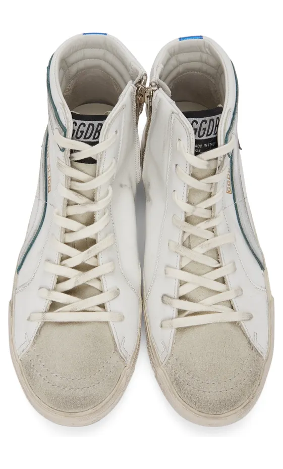 Golden Goose White Leather & Suede Slide Classic High-Top Sneakers (GMF00115.F002065.10774) (5)