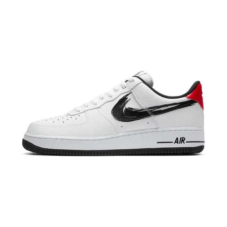 Nike Air Force 1 Low ‘Brushstroke Swoosh – White’ “White / University Red / Black” (DA4657-100)