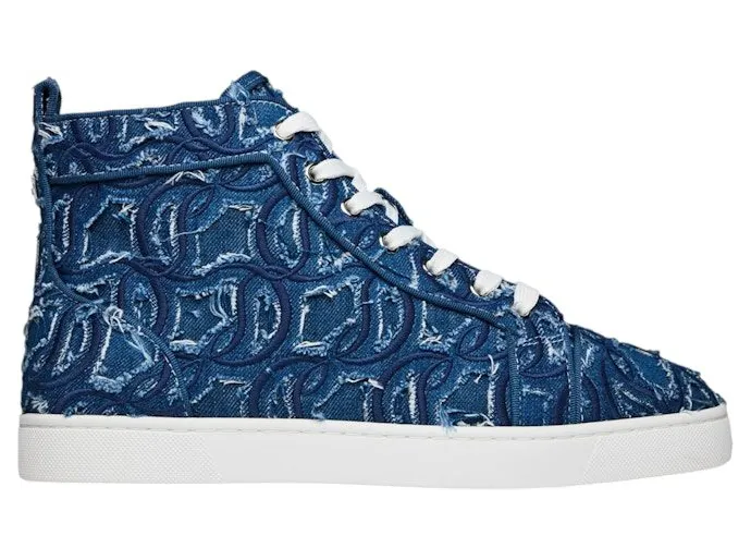 Christian Louboutin Louis Flat High Top Sneakers Blue (3240808 BL72)