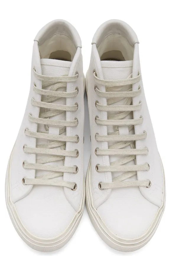 Saint Laurent White Canvas Malibu Sneakers (606076 GUZ20) (5)