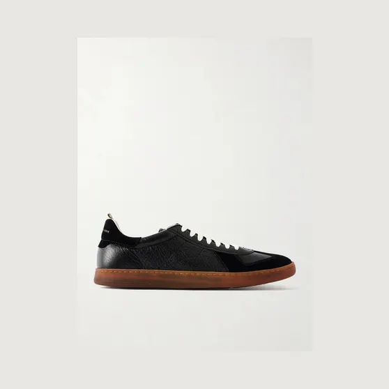 Officine Creative Militia 002 Suede-Trimmed Leather Sneakers Black (OCUMILI002-CVCOM00000LC222)