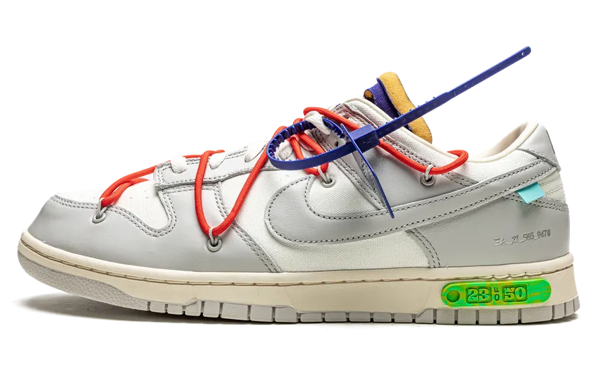 Nike Dunk Low Off-White Lot 23 – “White / Neutral Grey-volt-red” (DM1602-126)