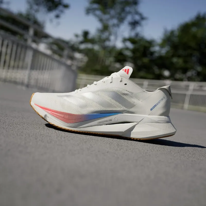 Adidas Adizero Boston 12 Core White / Matte Silver / Pure Ruby (JI4480)