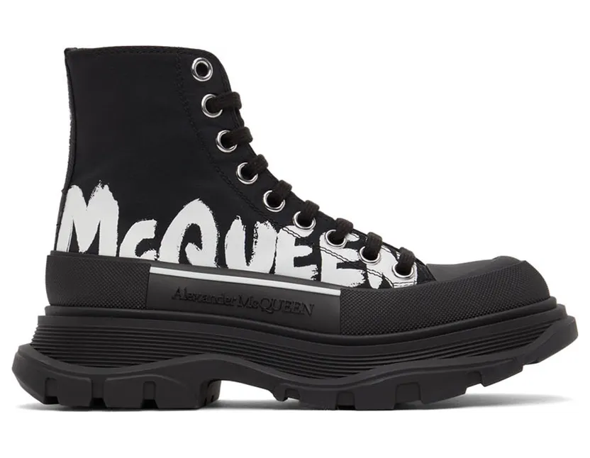 Alexander McQueen Black Logo Tread Slick High Sneakers (676718W4RQ2)