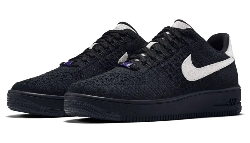 Nike Air Force 1 Flyknit Low Black Metallic Silver (908670-001)