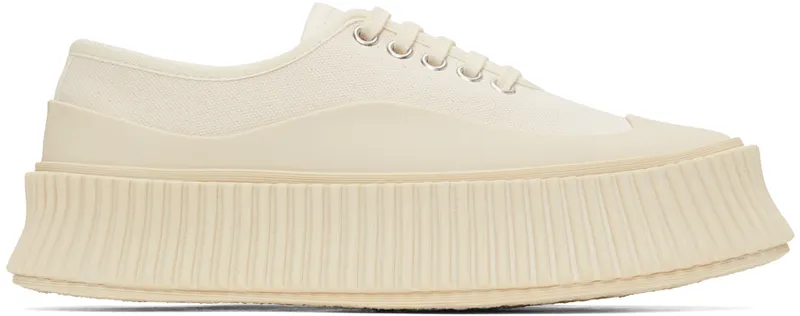Jil Sander Off-White Canvas Platform Sneakers (JS36072A_14180)