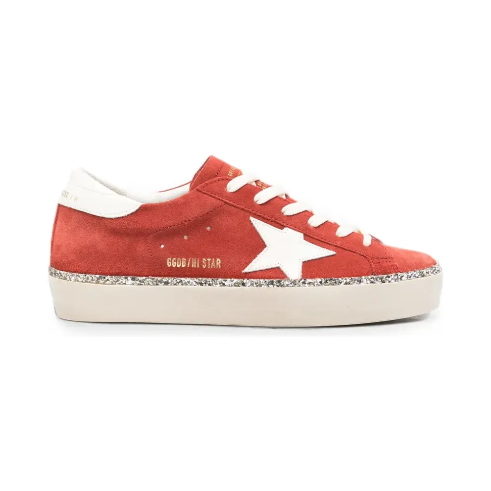Golden Goose Hi Star Sneakers mit Glitter-Detail – Rot (GWF00118F008682)