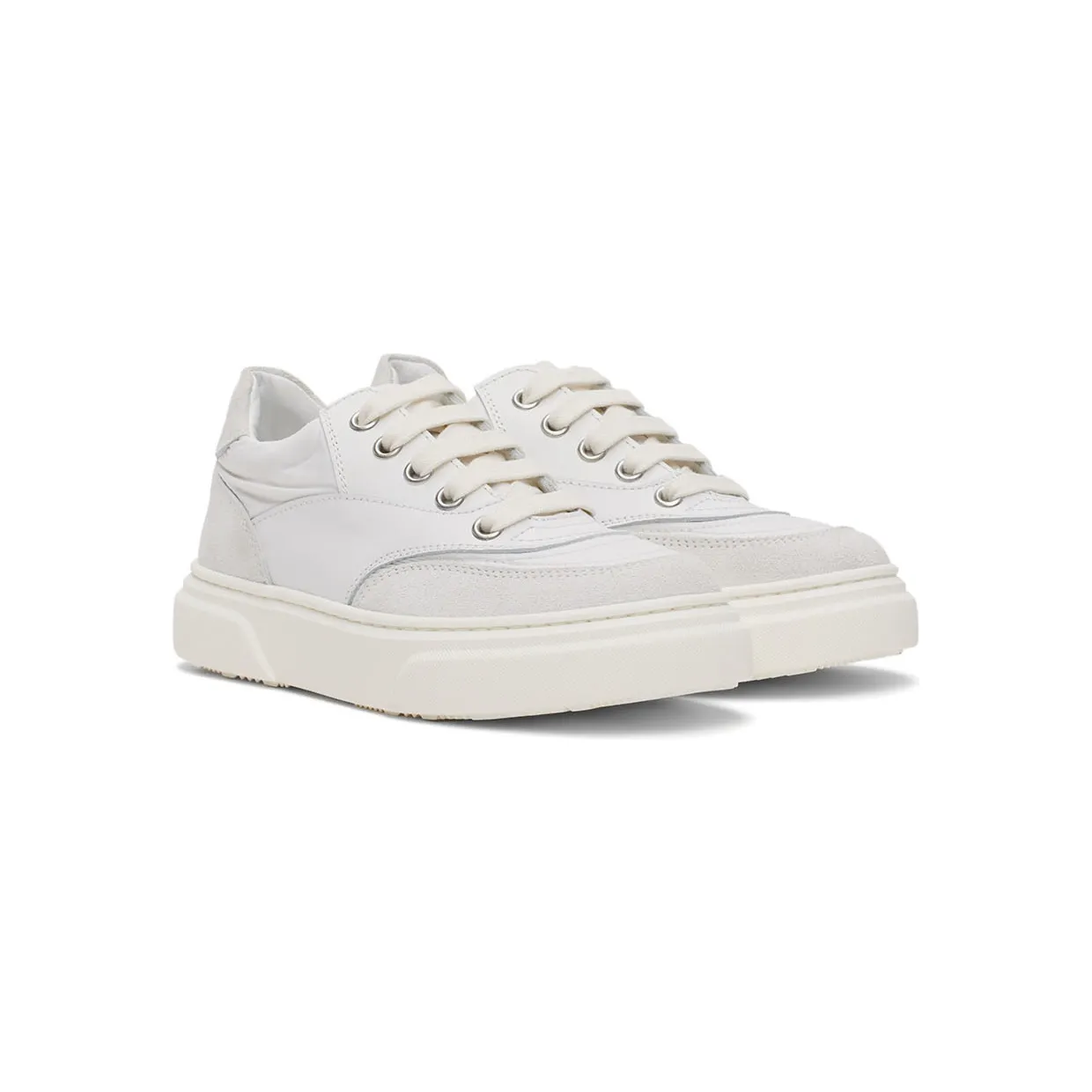 MM6 Maison Margiela Kids White & Grey Back Logo Sneakers (70340) (4)