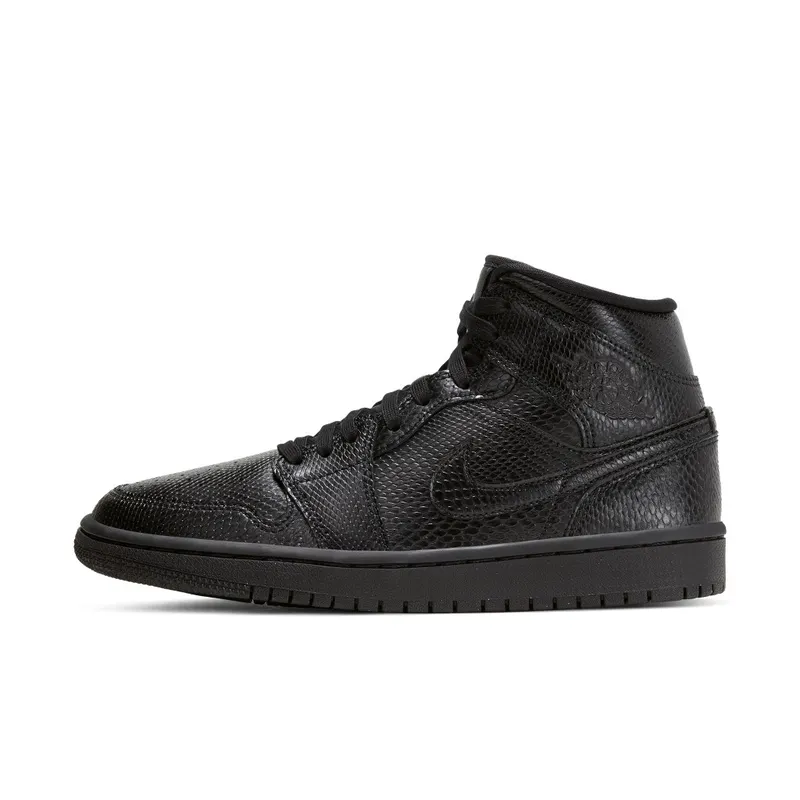 Nike Jordan 1 Mid Black Snakeskin (W) Black/White/Black (BQ6472-010)