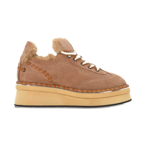 Elvio Zanon Panto Snow met plateauzool van imitatiebont “Brown” (EC0303XNOC)