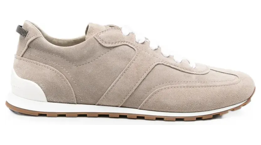 Brunello Cucinelli Sneakers mit Einsätzen und Monili-Kette – Nude (MZSFG3337C5859)