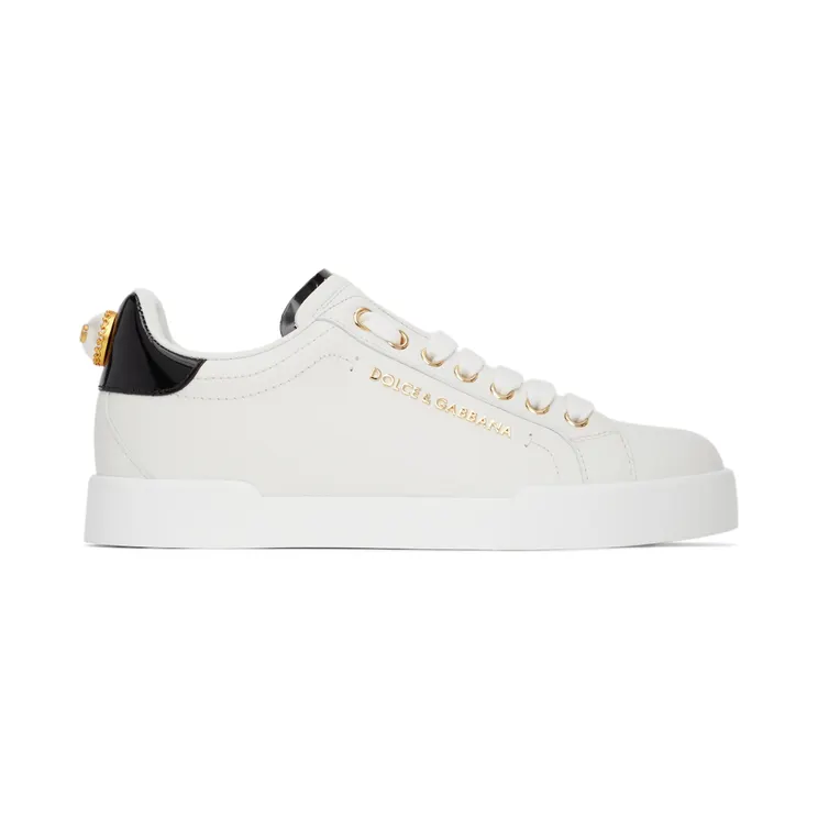 Dolce & Gabbana White & Black Portofino Low Sneakers (CK1602 AH506)