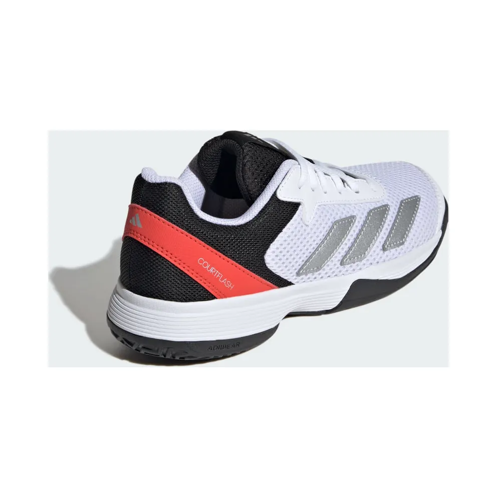 Adidas Courtflash Tennis Kids Cloud White / Silver Metallic / Bright Red (JI2447)