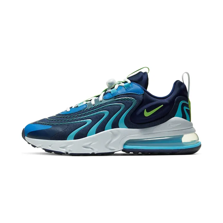 Nike Air Max 270 React Eng “Blackened Blue / Pure Platinum / Team Royal / Green Strike” (CJ0579-400)