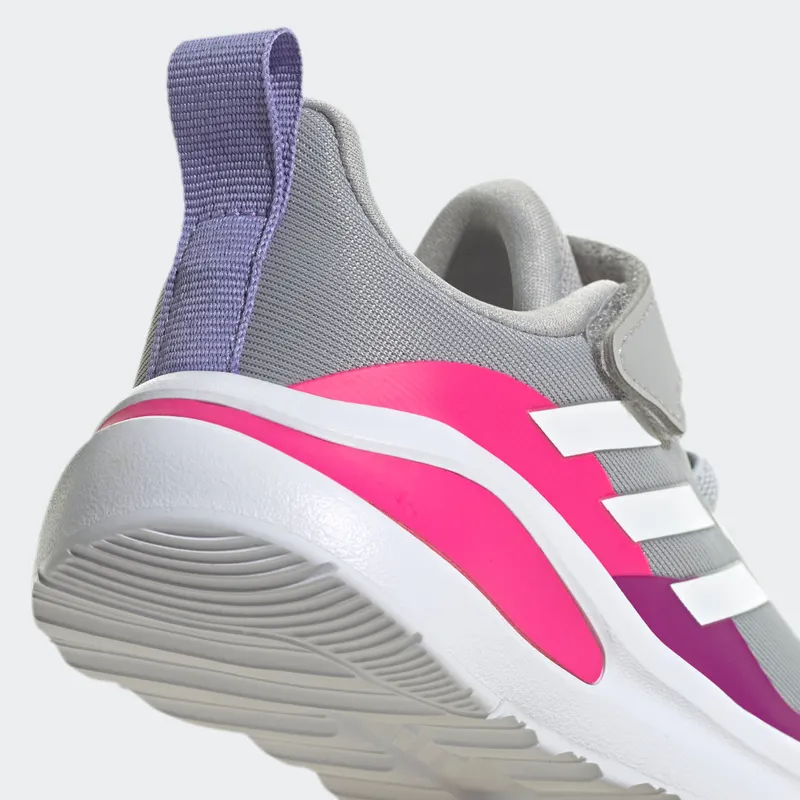 Adidas FortaRun Elastic Lace Top Strap Running Shoes Grey Two / Cloud White / Shock Pink (H04131)