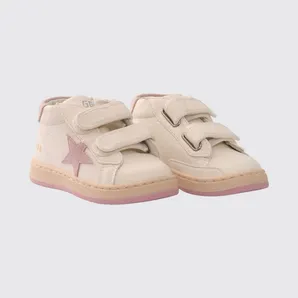 Golden goose Kid’s June Ballstar High-Top Leather Velcro Sneakers White (GJF00386F00530111202)