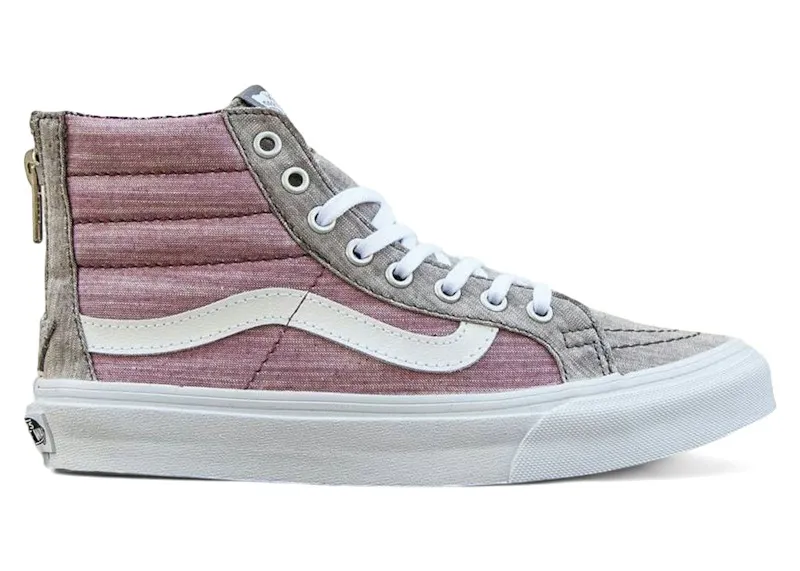 Vans Sk8-Hi Slim Zip Floral Chambray Grey True White (VN0XH8IE0)