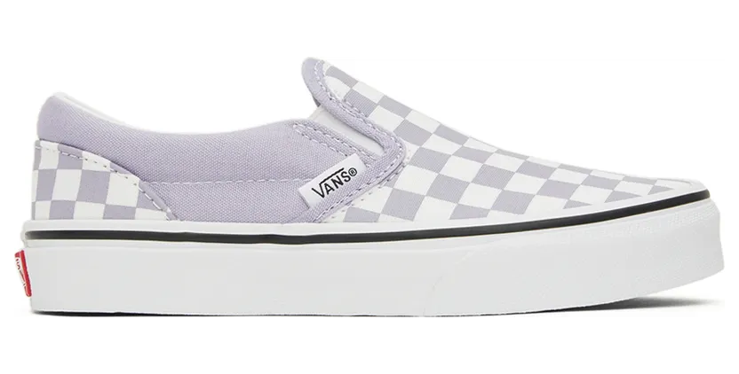 Vans Kids Purple & White Checkerboard Classic Slip-On Little Kids Sneakers (VN0A7Q5GARV1)