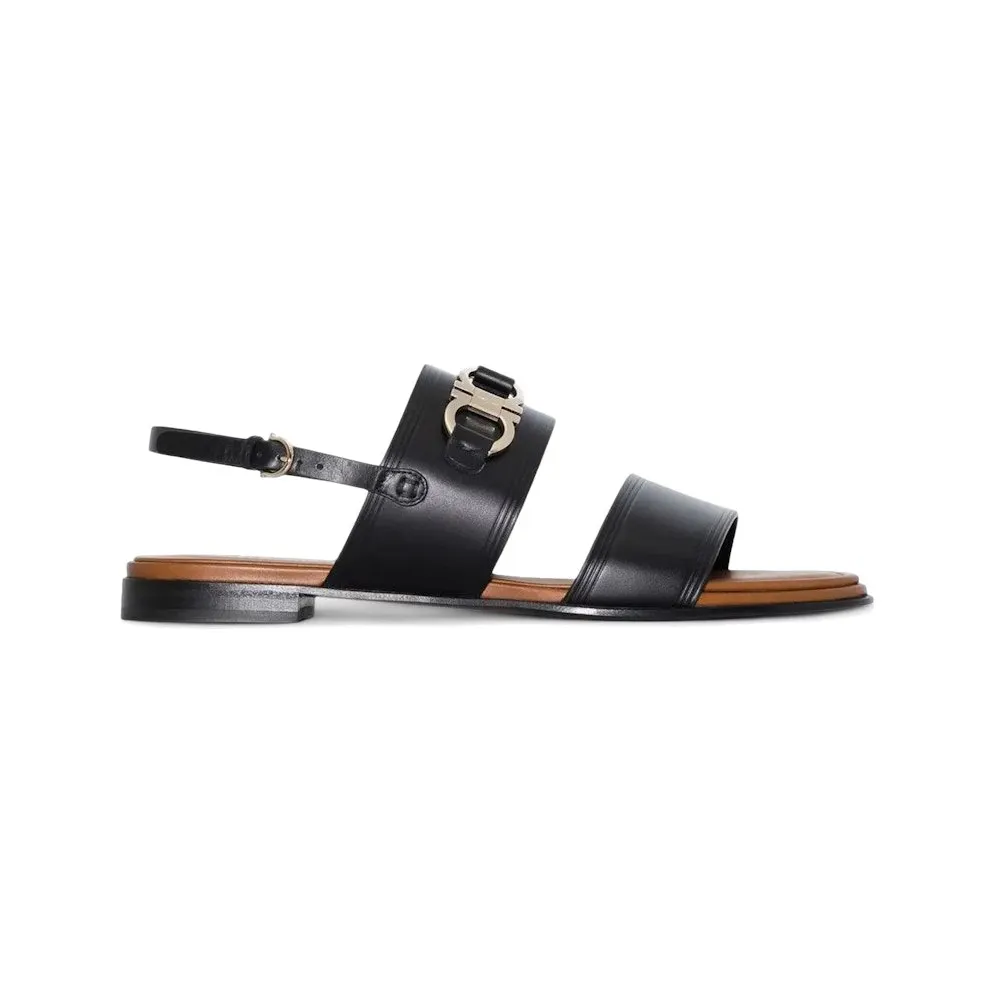 Ferragamo Gancini-Plaque Leather Sandals Black (01C932751076)