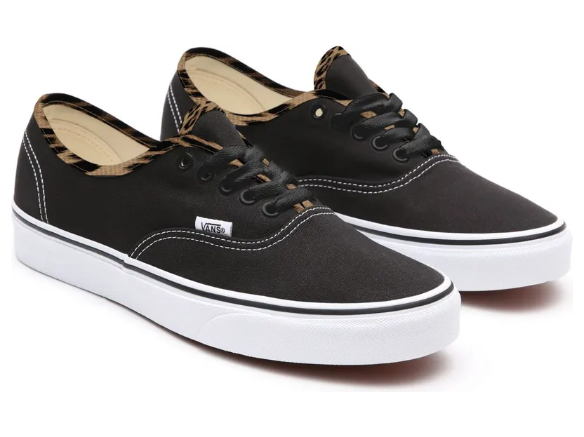 VANS Gepersonaliseerde Black Leather Leopard Authentic Zwart (VN0A3CST078)