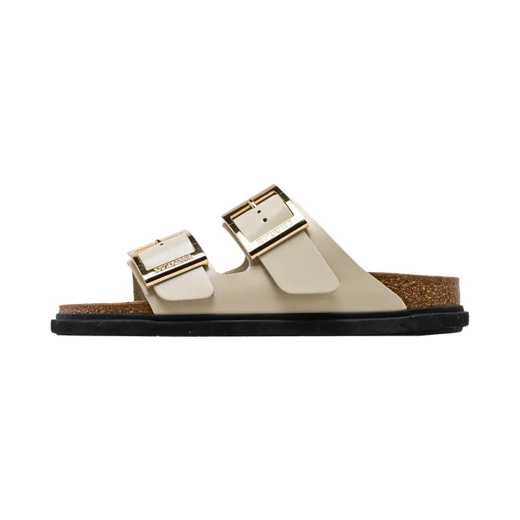 Birkenstock Arizona Droplet Buckle Leather “High-Shine Ecru – Narrow Width” (1031809)