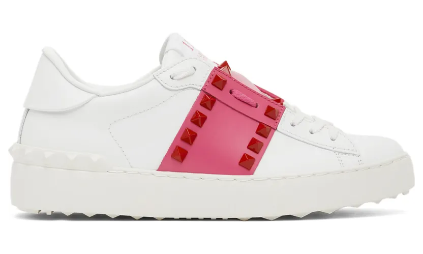 Valentino Garavani White & Pink Untitled Open Sneakers (XW2S0A01DNU)