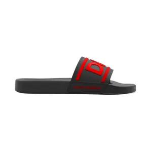 Dolce & Gabbana Beachwear Sliders DG Logo Black Red (CS2072 AQ858 89650)