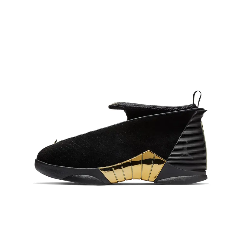 Jordan 15 Retro Doernbecher 2018 (GS) Black/White-Metallic Gold (BV7110-017)
