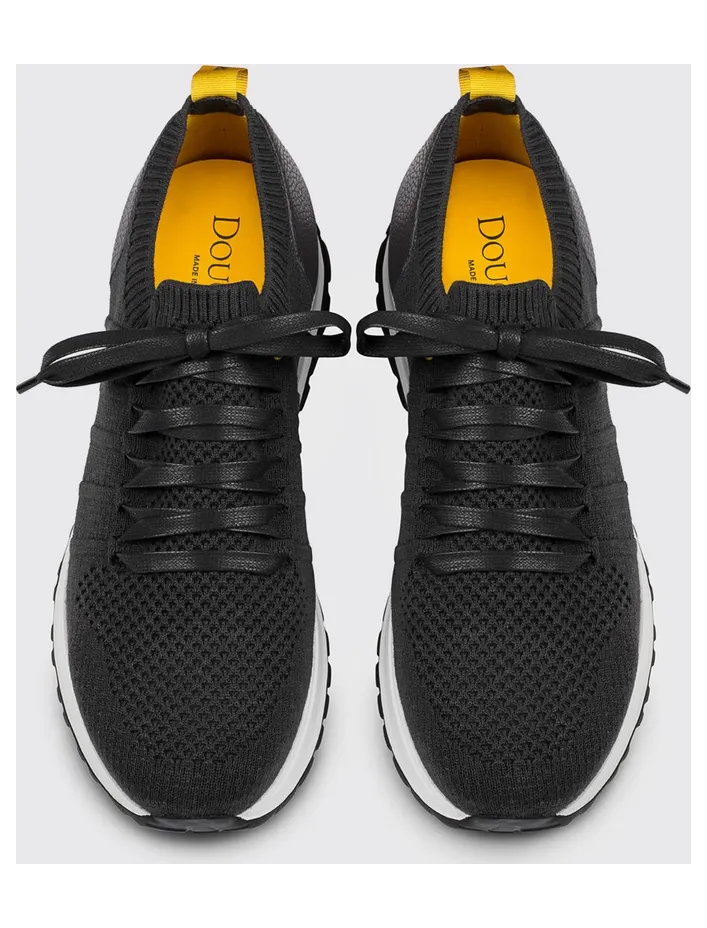Doucal’s Crochet Knit and Leather Sneakers Grey (DU3222SYDNPZ830NN38) (2)