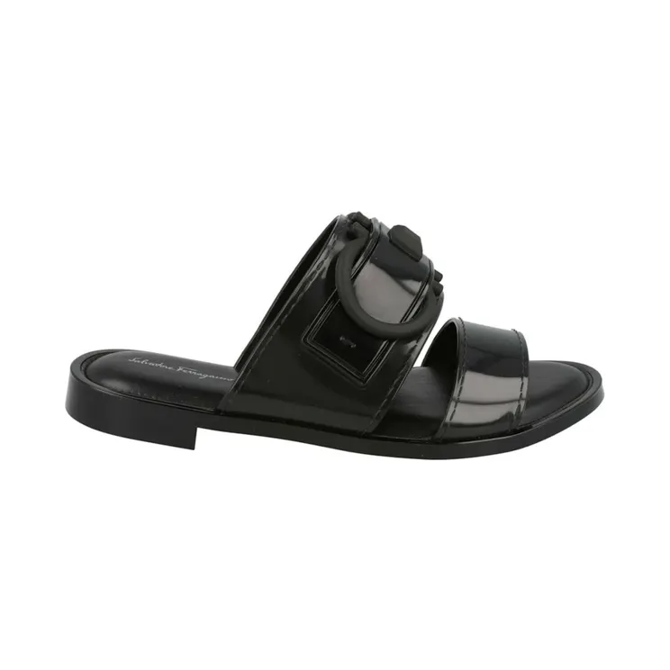 Ferragamo Taryn Logo Slides Black (035588-726355-1C)