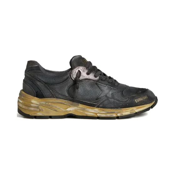 Golden Goose Dad-Star leren met gebarsten effect “Black” (GWF00884F007839)