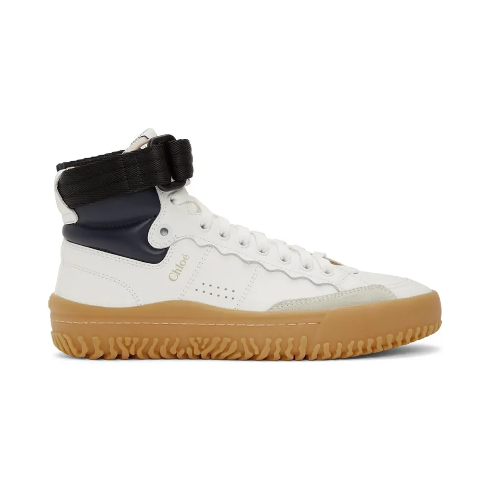 Chloe White and Navy Franckie High-Top Sneakers (CHC20W39242)