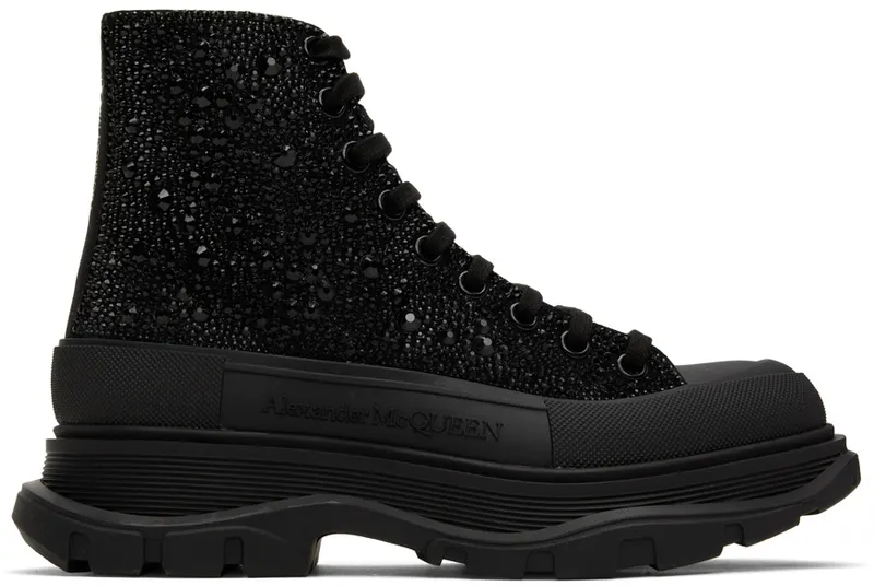 Alexander McQueen Black Stud High-Top Sneakers (688538WHCEJ)