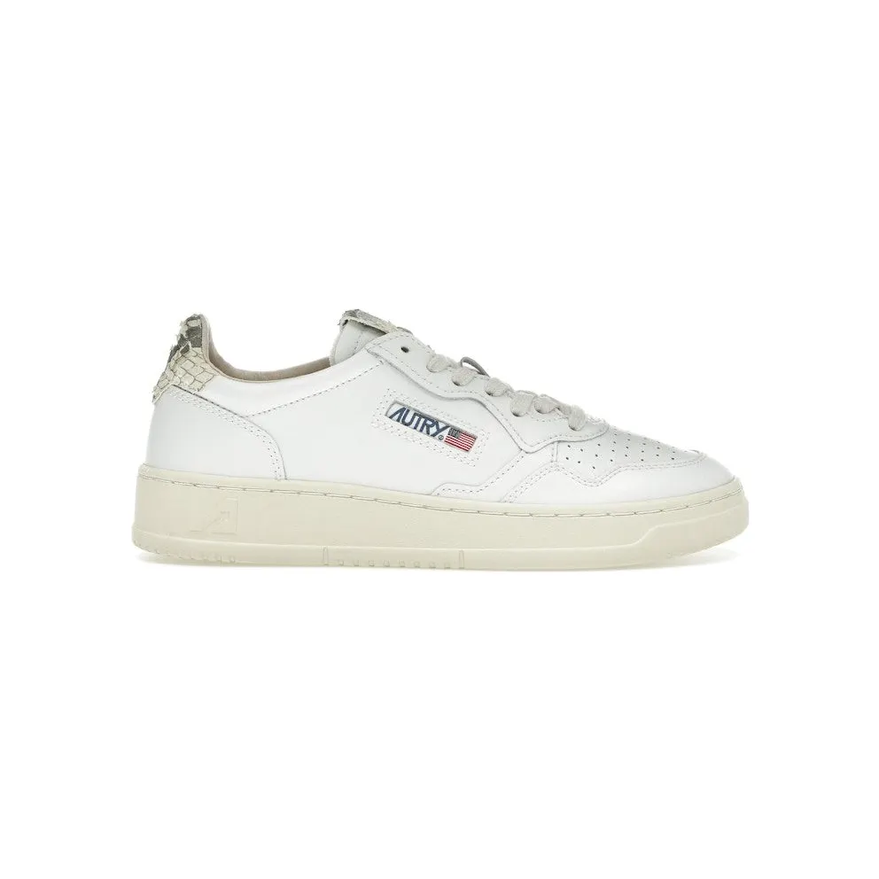 Autry Medalist Leather Low White Snake Diamond Print (AULW-VD01)