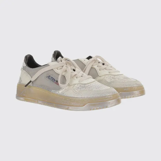 Autry Medalist Low Super Vintage Sneakers in Used Leather and Mesh Red (AVLWME01)