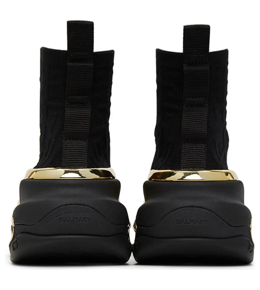 Balmain Black Knit Monogram B-Bold High Sneakers (WN0VJ684TKMM) (4)