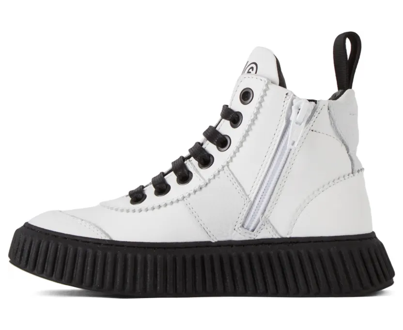 MM6 Maison Margiela Kids White & Black Logo Boots (68977) (3)
