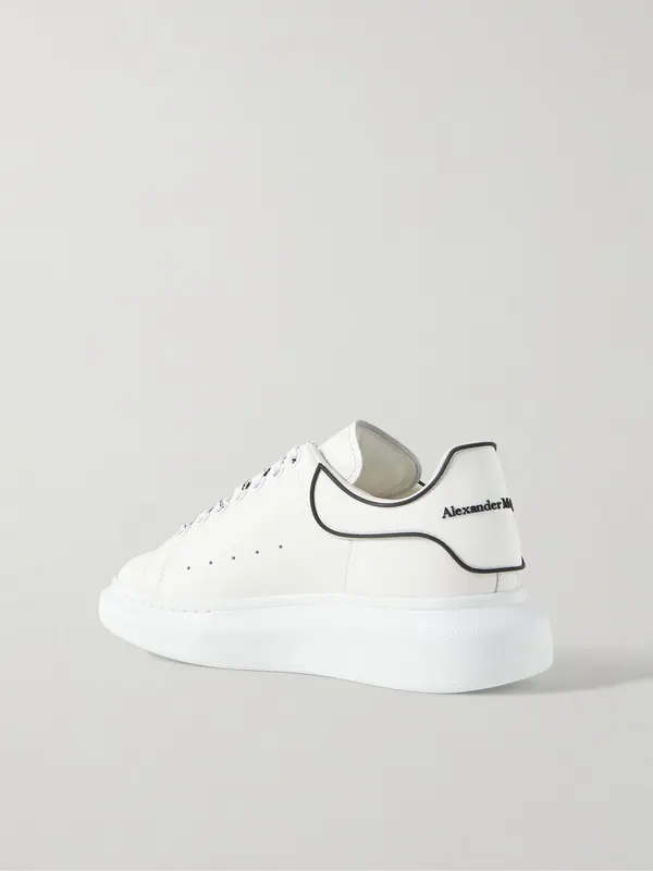 Mcqueen Exaggerated-Sole Rubber-Trimmed Leather Sneakers White (553680WWAAN) (4)