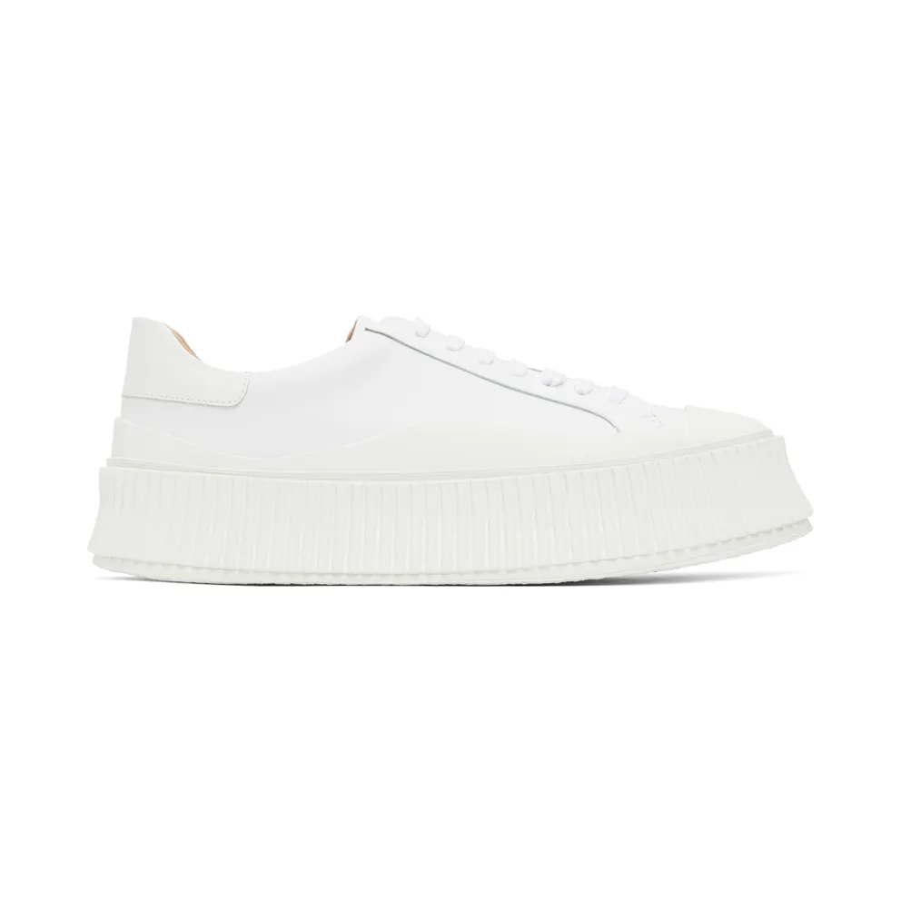 Jil Sander White Leather Platform Sneakers (JI32535A-12281)